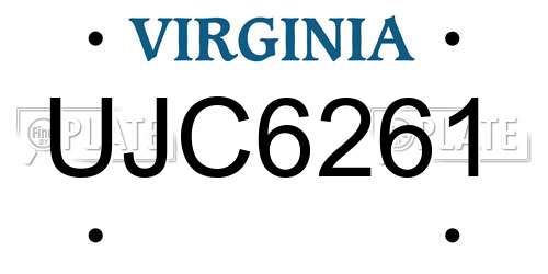 UJC6261 Virginia License Plate