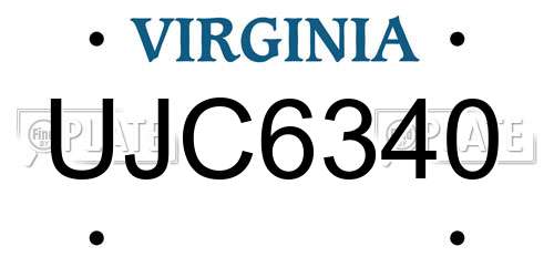 UJC6340 Virginia License Plate
