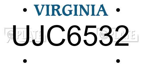 UJC6532 Virginia License Plate