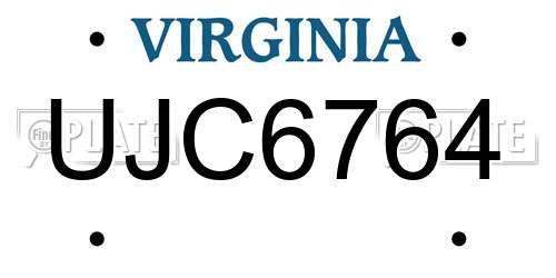 UJC6764 Virginia License Plate