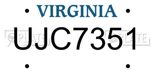 UJC7351 Virginia License Plate
