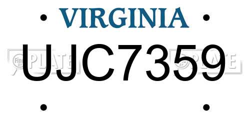 UJC7359 Virginia License Plate