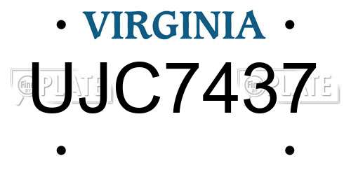 UJC7437 Virginia License Plate