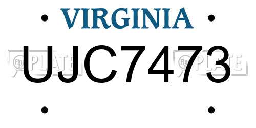 UJC7473 Virginia License Plate