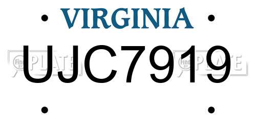 UJC7919 Virginia License Plate