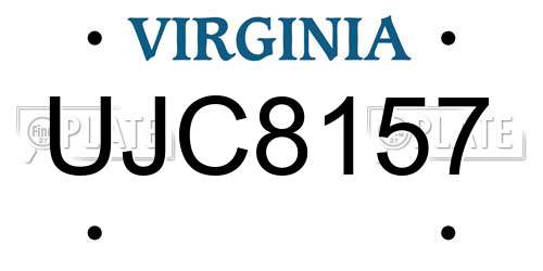UJC8157 Virginia License Plate