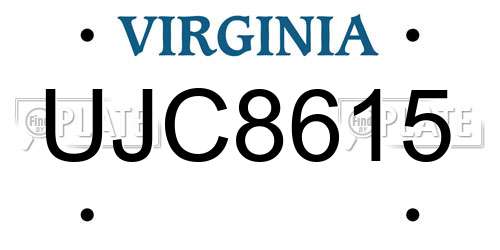 UJC8615 Virginia License Plate