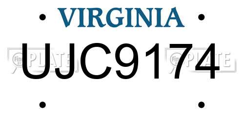 UJC9174 Virginia License Plate