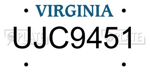 UJC9451 Virginia License Plate
