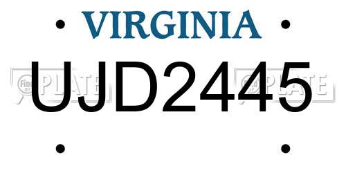 UJD2445 Virginia License Plate