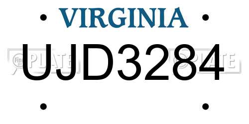 UJD3284 Virginia License Plate