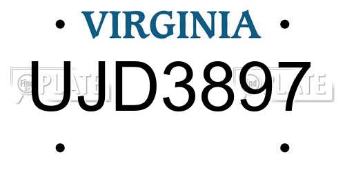 UJD3897 Virginia License Plate