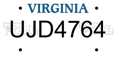 UJD4764 Virginia License Plate