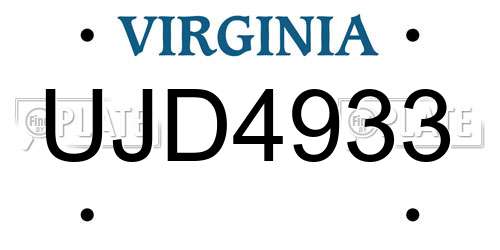 UJD4933 Virginia License Plate