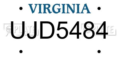UJD5484 Virginia License Plate