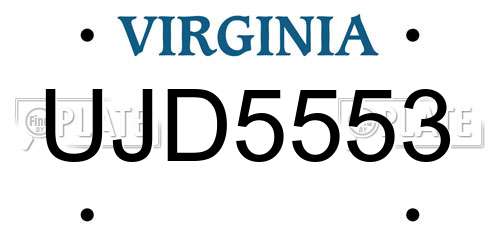 UJD5553 Virginia License Plate