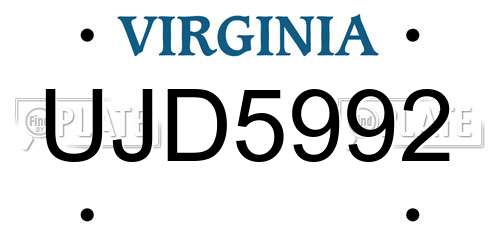 UJD5992 Virginia License Plate