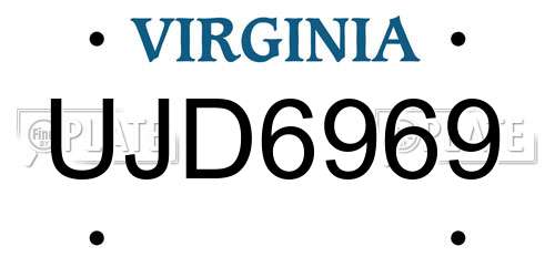 UJD6969 Virginia License Plate