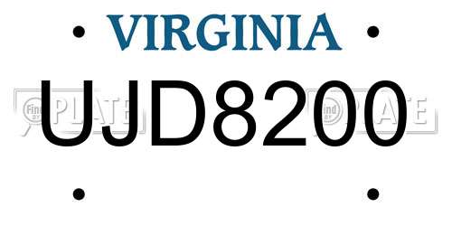 UJD8200 Virginia License Plate