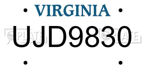UJD9830 Virginia License Plate