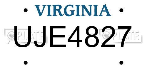UJE4827 Virginia License Plate