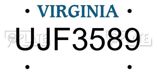UJF3589 Virginia License Plate