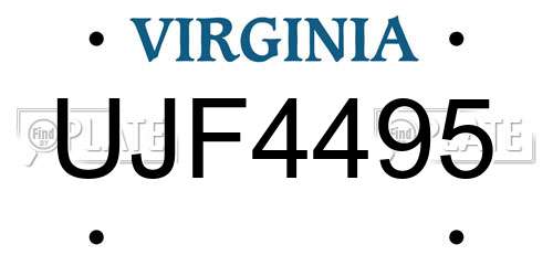 UJF4495 Virginia License Plate