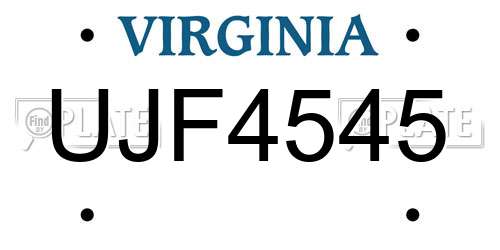 UJF4545 Virginia License Plate