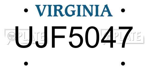 UJF5047 Virginia License Plate