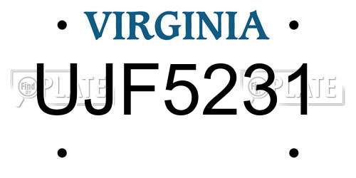 UJF5231 Virginia License Plate