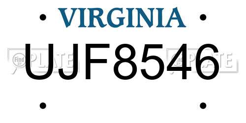 UJF8546 Virginia License Plate