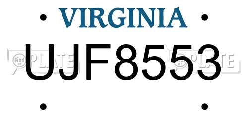 UJF8553 Virginia License Plate