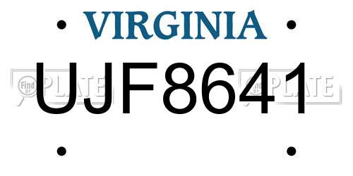 UJF8641 Virginia License Plate