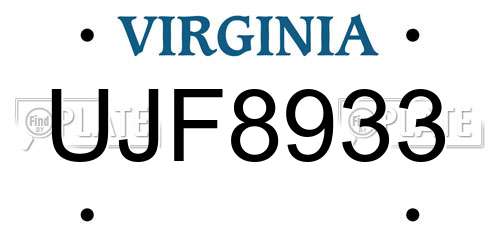 UJF8933 Virginia License Plate