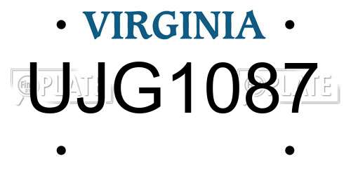 UJG1087 Virginia License Plate