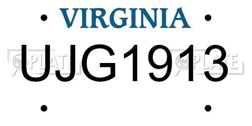 UJG1913 Virginia License Plate