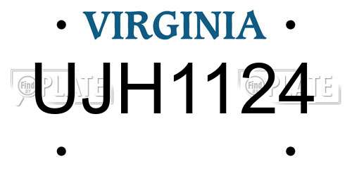 UJH1124 Virginia License Plate