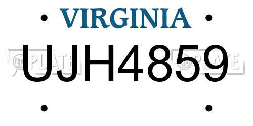 UJH4859 Virginia License Plate