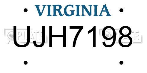 UJH7198 Virginia License Plate
