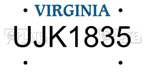 UJK1835 Virginia License Plate