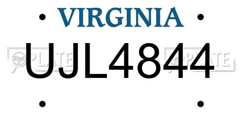 UJL4844 Virginia License Plate