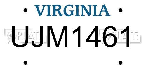 UJM1461 Virginia License Plate
