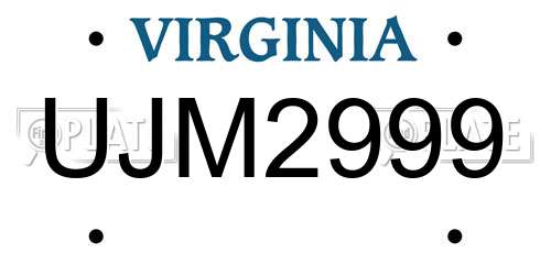 UJM2999 Virginia License Plate