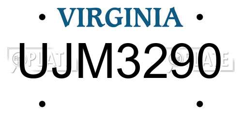 UJM3290 Virginia License Plate