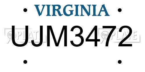 UJM3472 Virginia License Plate