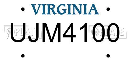 UJM4100 Virginia License Plate