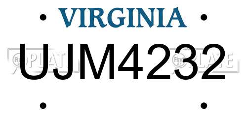 UJM4232 Virginia License Plate