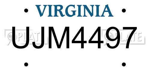 UJM4497 Virginia License Plate