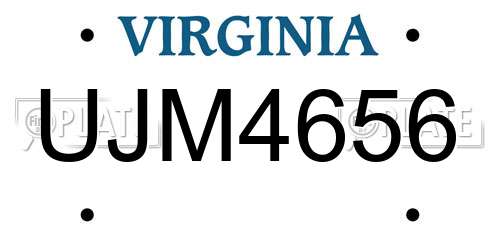UJM4656 Virginia License Plate