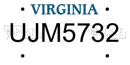 UJM5732 Virginia License Plate